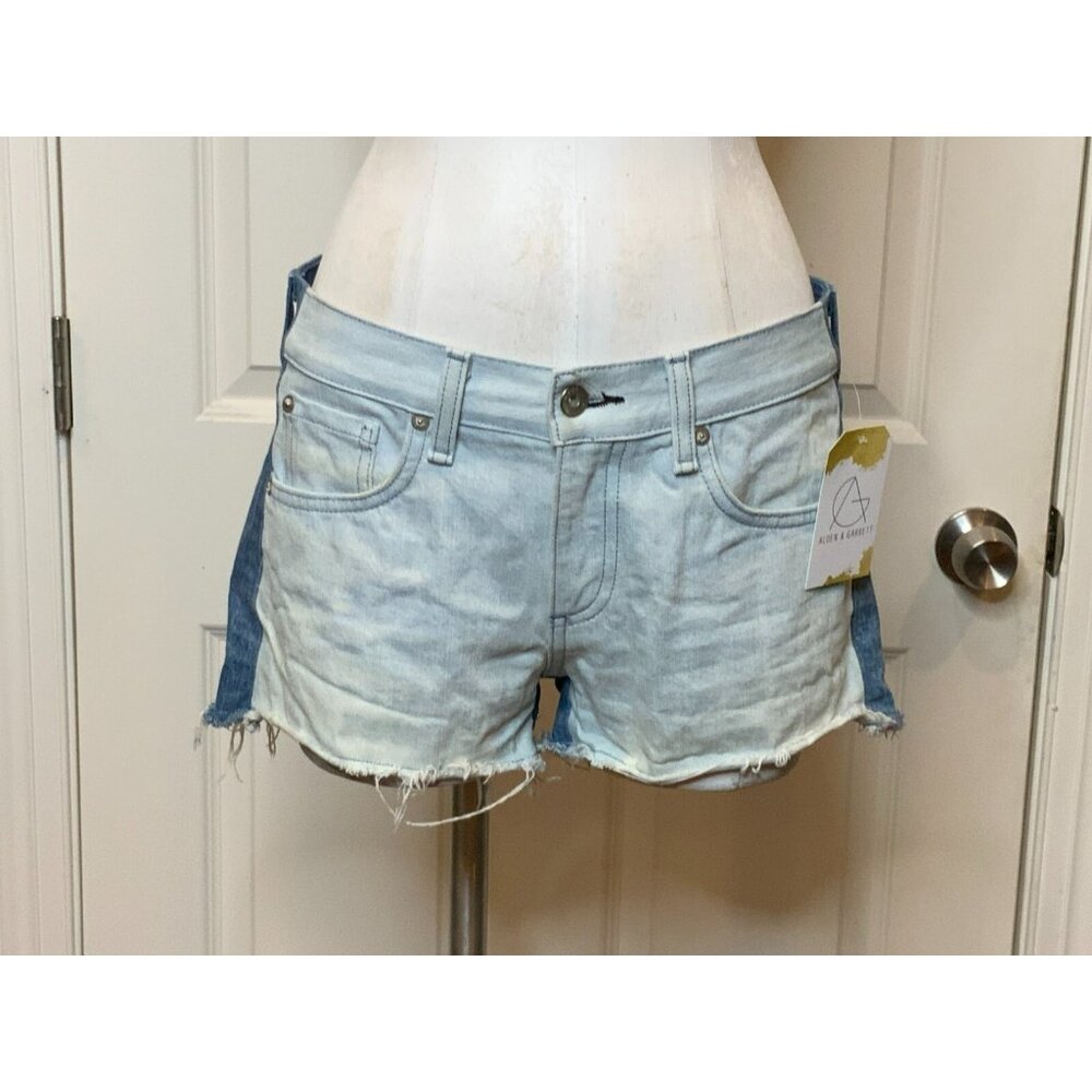 rag & bone Double Blues Color Block Blue Denim Jean Shorts, Size 25